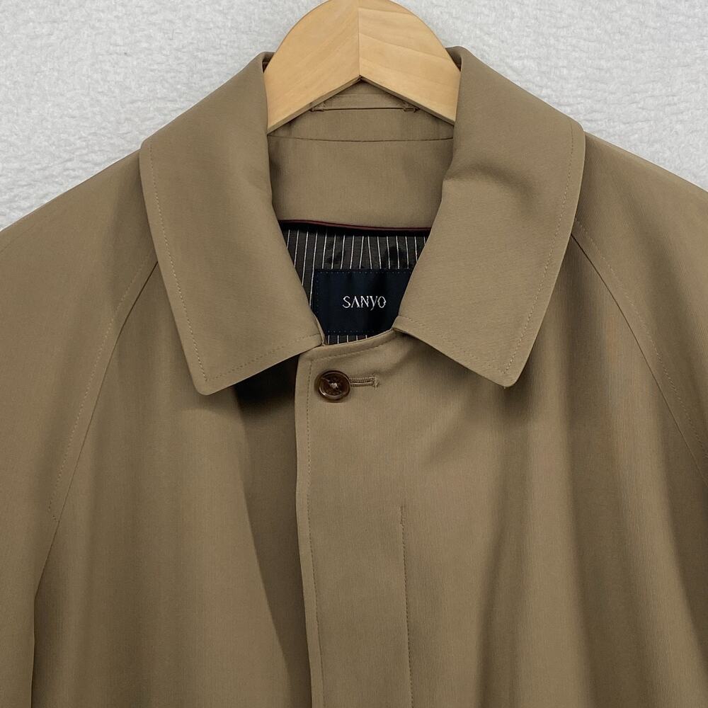 SANYO Coat Mens 40 Trench Overcoat Long Removable Quilted Liner Beige - Picture 4 of 16